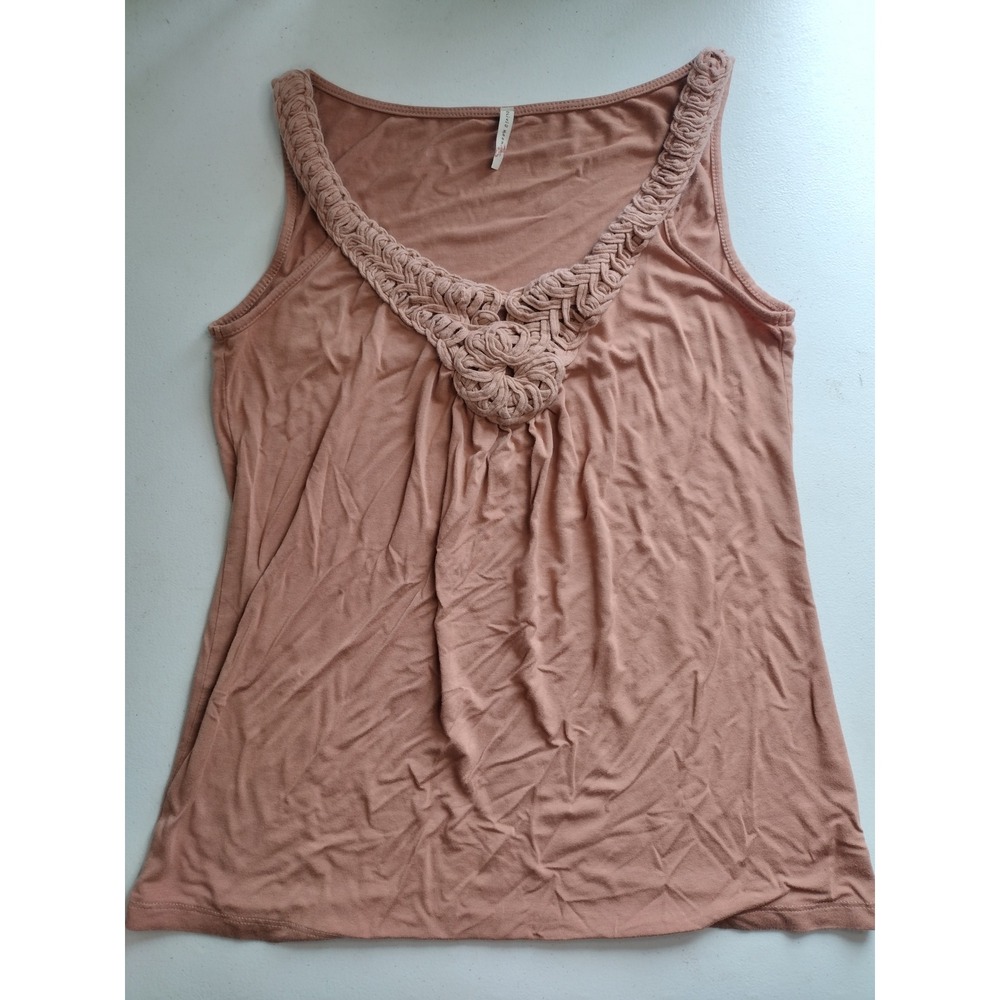 Olivia Moon Womens Terracotta Braided Macrame Neckline Tank Top Medium USA‎ Made